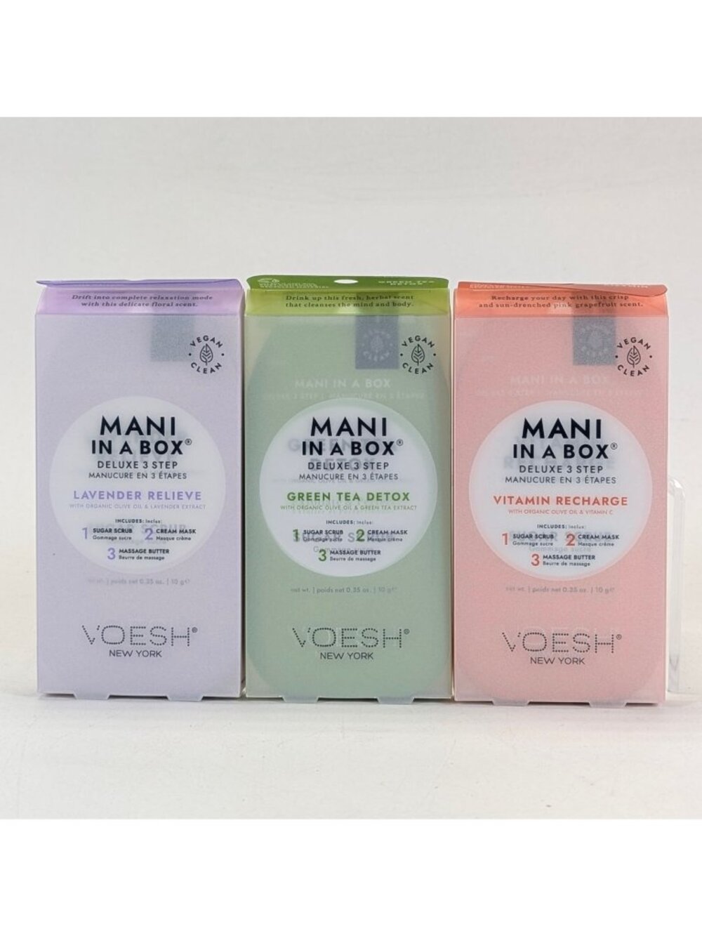 Mani In A Box 3 Step Lavender Relieve Green Tea Detox Vitamin Recharge Voesh